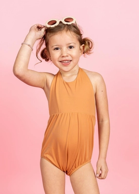 Clay | Mini Romper One-Piece girls full coverage swimwear, kids swimwear for pool