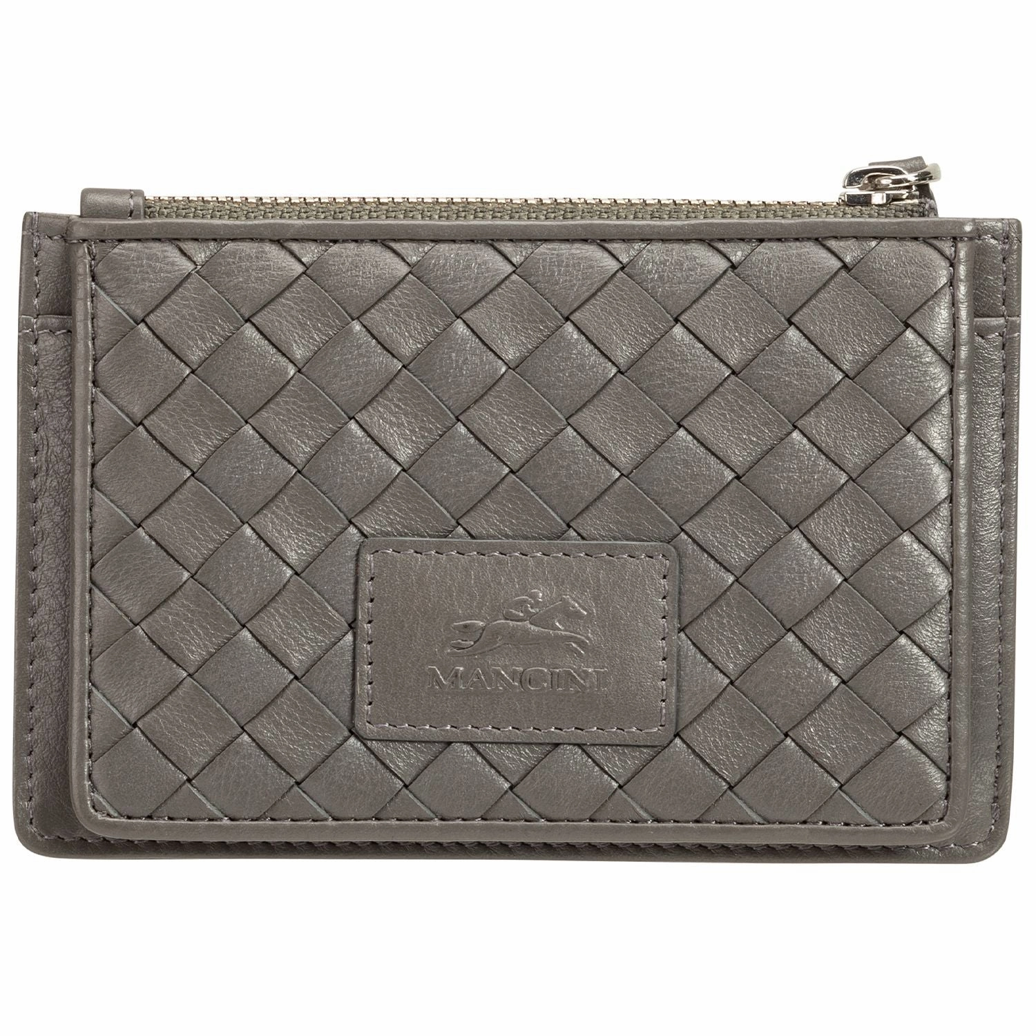 RFID Travel Pouch Mancini Basket Weave Rfid Secure Card Case And Coin Pocket