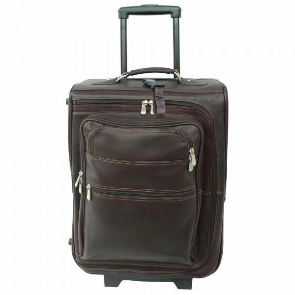 Piel Leather 19" Multi-Pocket Wheeler Suitcase