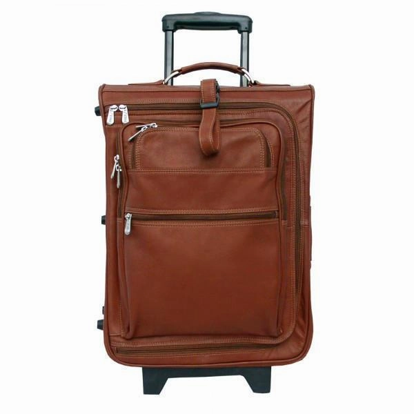 Piel Leather 19" Multi-Pocket Wheeler Luggage Organizer Bag Travel Satchel