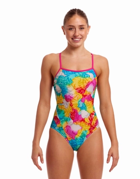 Cloudy Colours Single Strap Swimsuit - Blue/Pink minimalistic swimsuits women, sleek swimwear styles
