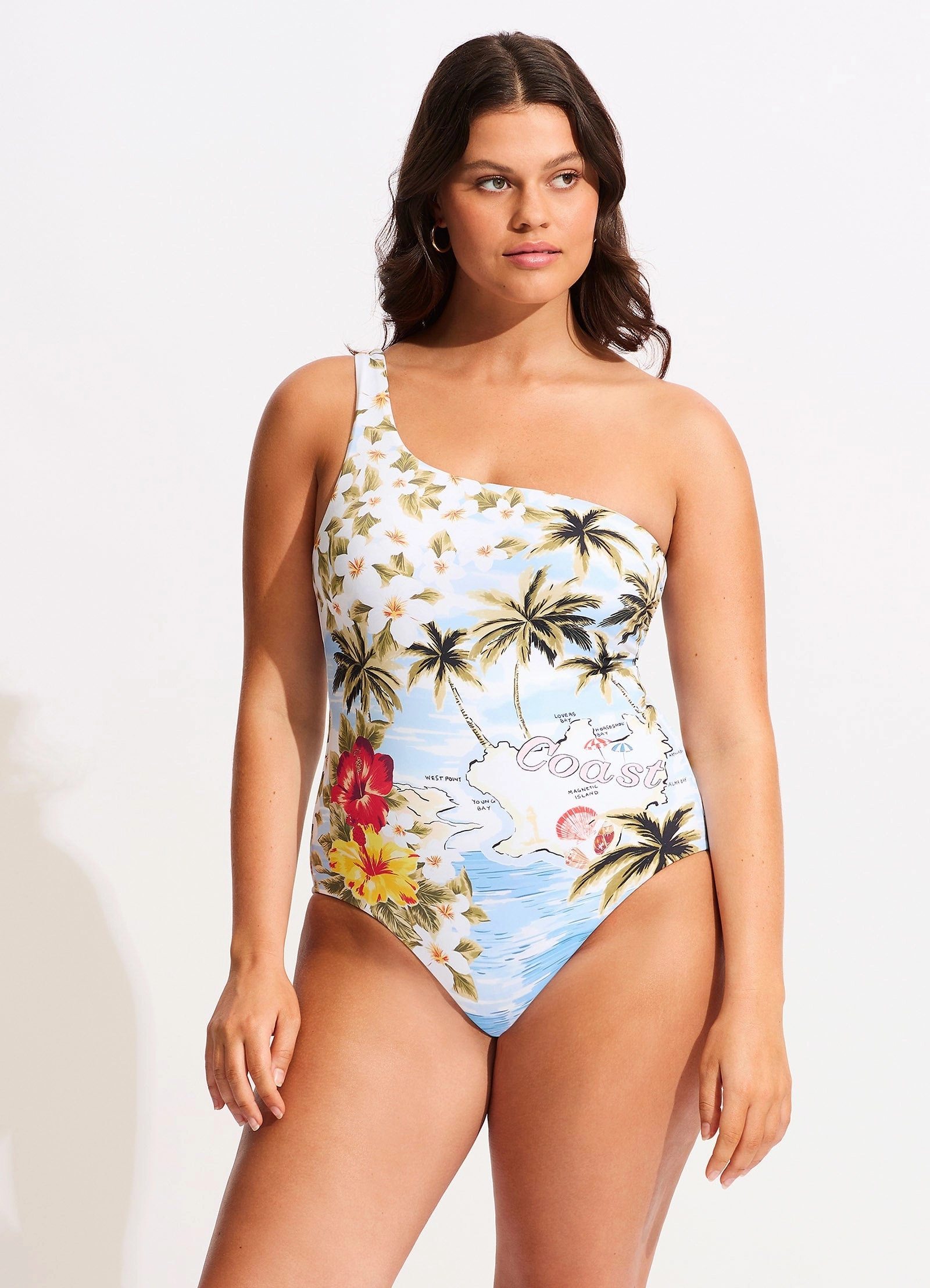 Coast To Coast One Shoulder One Piece - Powder Blue