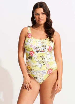 Coast To Coast Tank One Piece - Wild Lime modern womens swimwear, one piece swimsuits women