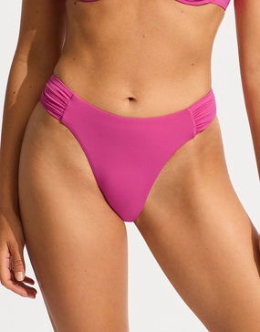 Collective High Leg Ruched Side Bikini Pant - Hot Pink adjustable swim bottoms women, flattering bikini bottoms