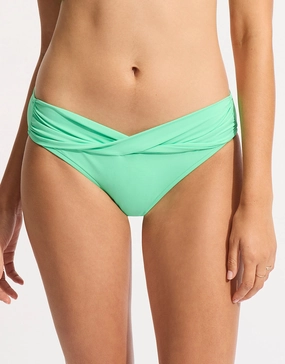 Collective Twist Band Hipster Bikini Pant - Mint adjustable swim bottoms women, flattering bikini bottoms
