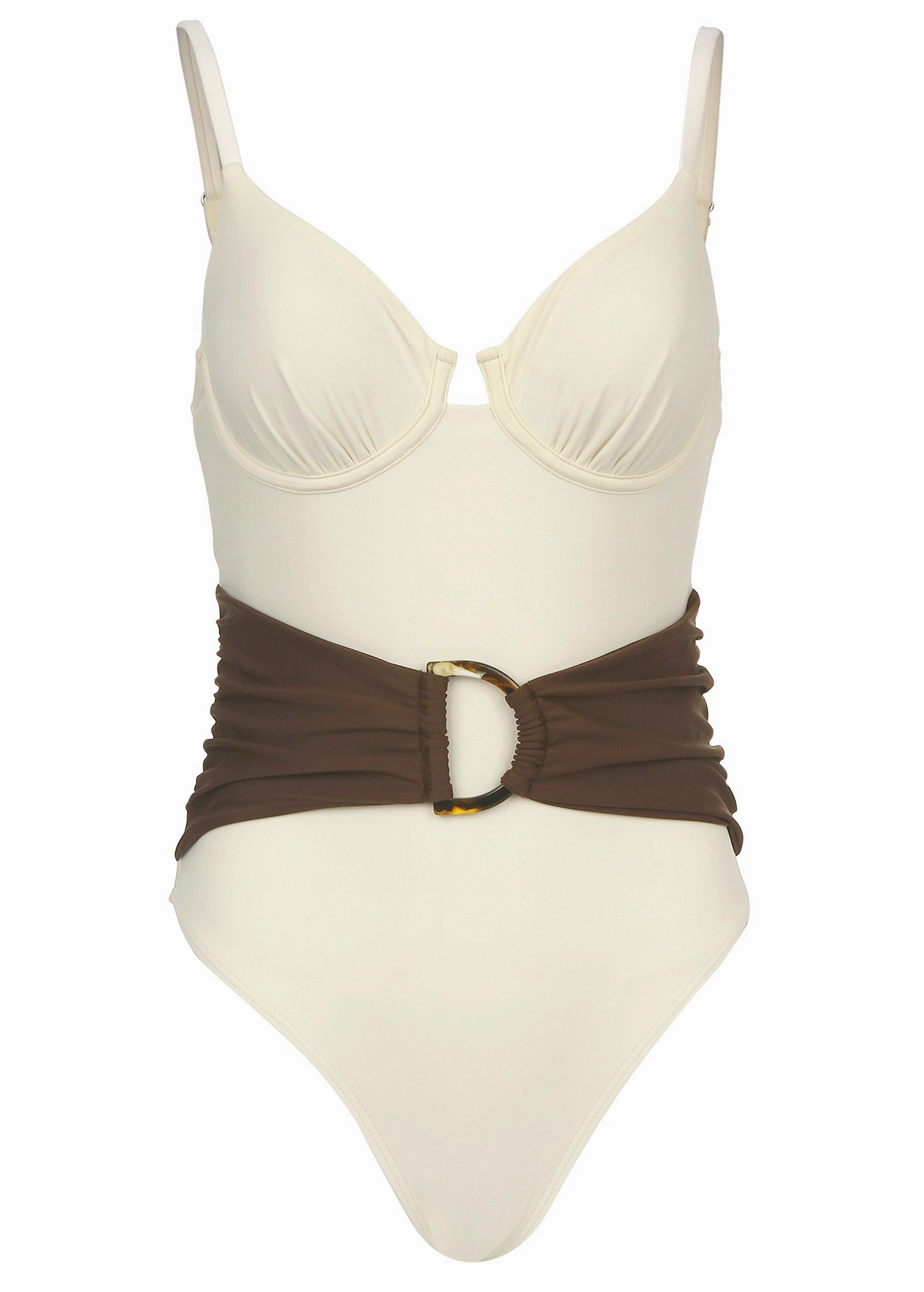Colorblock Belted One-Piece - Pristine Chicory