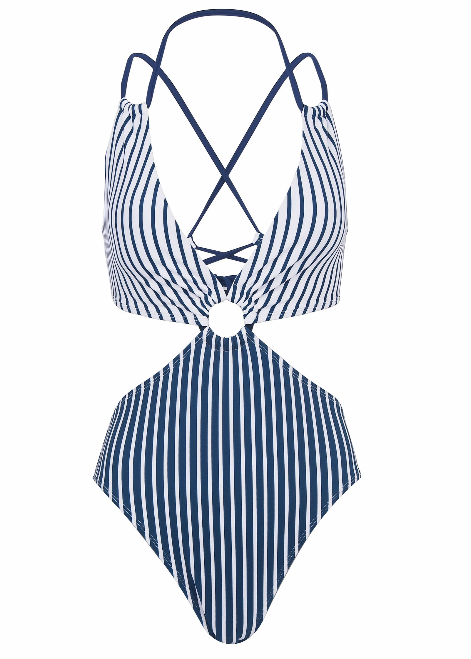 Contrast Stripe One-Piece - Reversible Navy Stripe