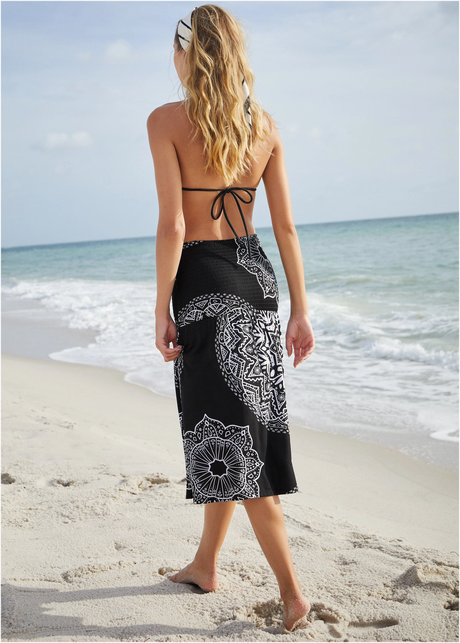 Convertible Cover-Up Dress - Ornate Medallion Black
