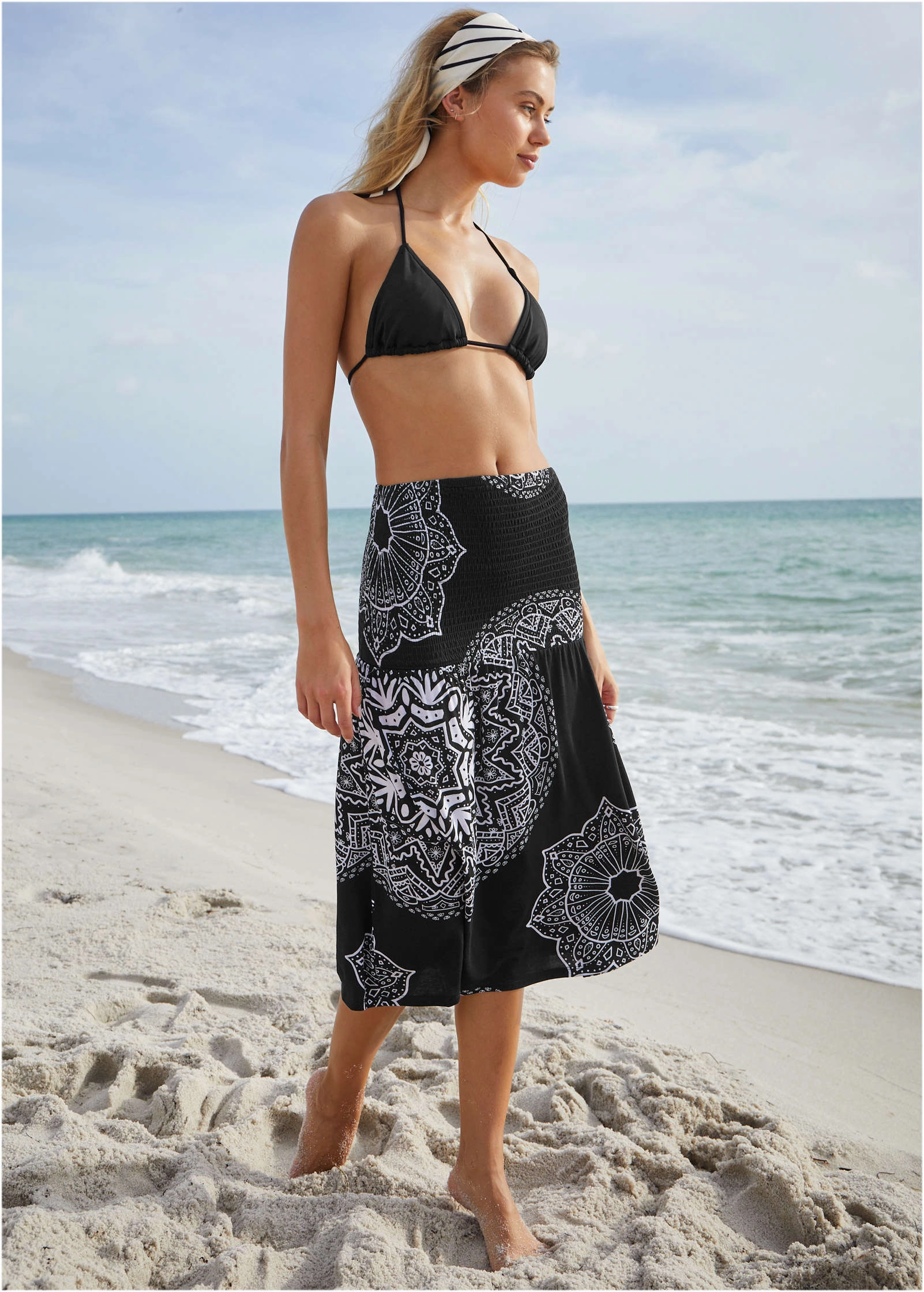 Convertible Cover-Up Dress - Ornate Medallion Black
