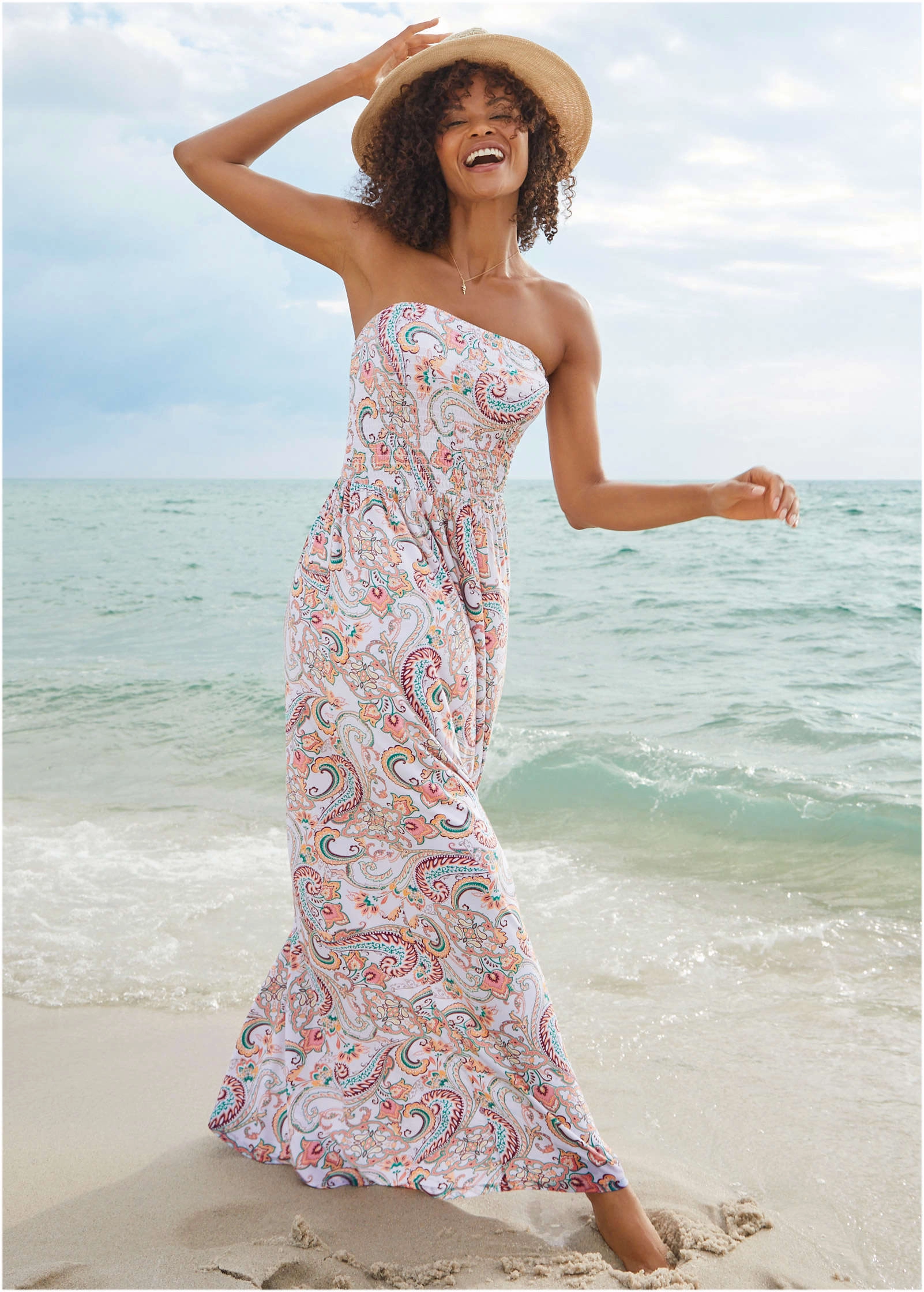 Convertible Maxi Dress - Lavender Paisley Swirl swimwear for all body types, comfortable womens beachwear