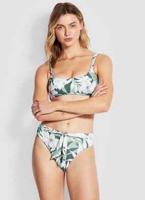 Copacabana Tie Front Hi Rise Bikini Pants - Vine plus size swimwear women, summer swimwear for ladies