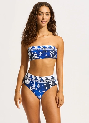 Corfu Bandeau Bikini Top - Azure push up bikinis women, sporty womens bikini sets