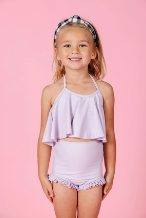 Cotton Purple | Mini Swing Top girls full coverage swimwear, kids swimwear for pool
