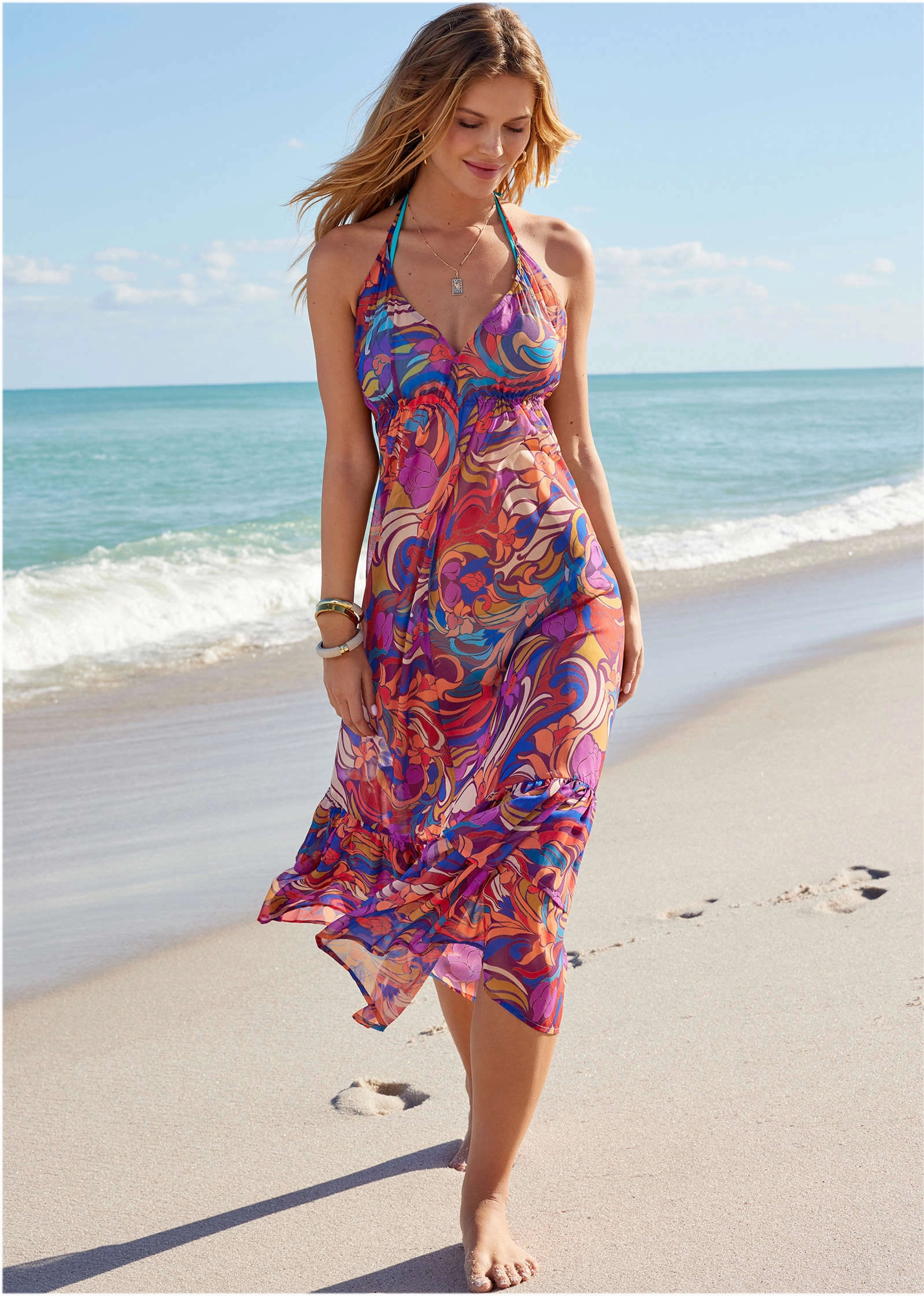 Cover Up Dress - Floral Paisleys womens sun protection swimwear, trendy swimwear collection