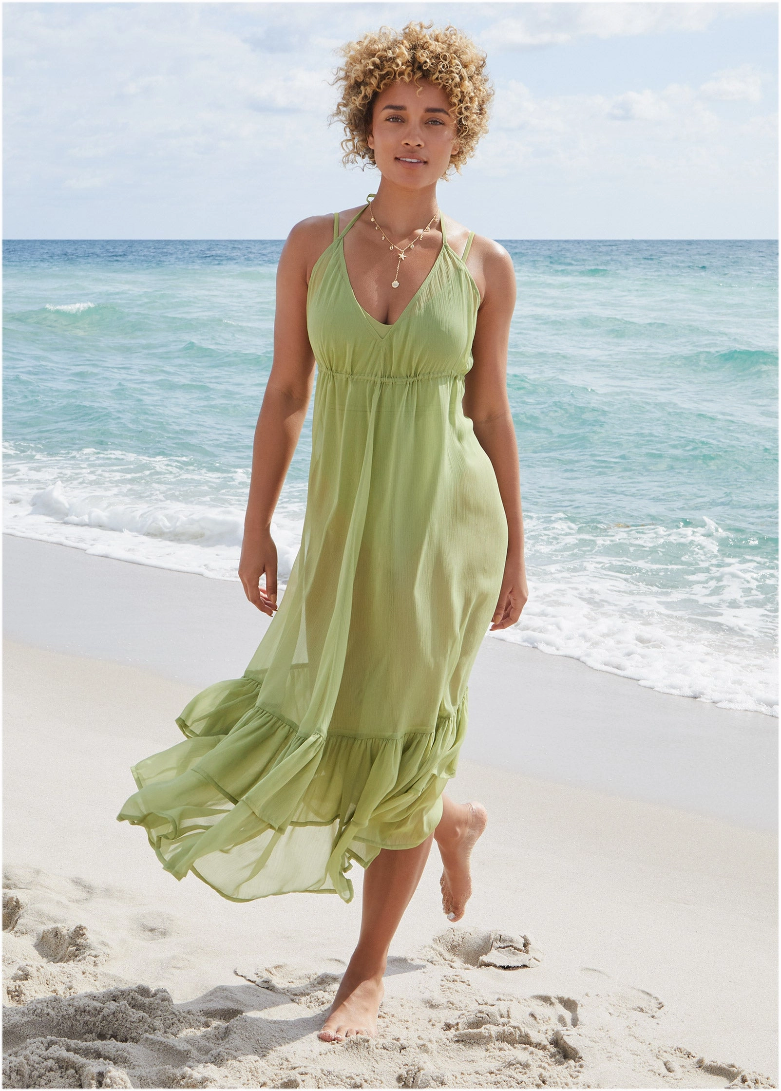 Cover Up Dress - Mosstone plain swimwear women, minimalist swimsuits