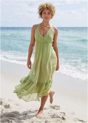 Cover Up Dress - Mosstone plain swimwear women, minimalist swimsuits