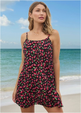 Crinkle Cover-Up Dress - Very Cherry swimwear with tummy control, elegant swimsuits for women