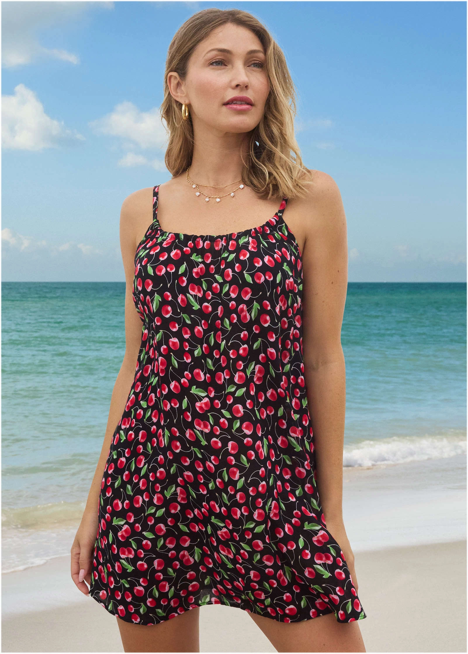 Crinkle Cover-Up Dress - Very Cherry swimwear with tummy control, elegant swimsuits for women