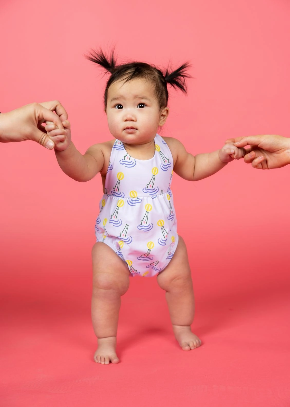 Croc | Baby Romper One-Piece girls full coverage swimwear, kids swimwear for pool