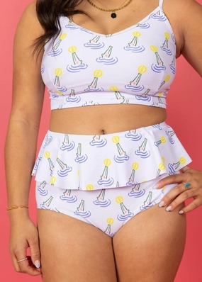 Croc | Peplum Bottoms elastic waistband swim bottoms, mix-and-match bikini bottoms