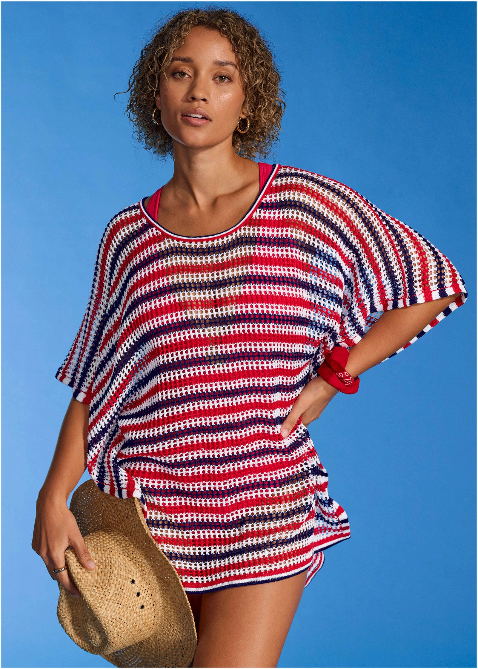 Crochet Cover-Up Dress - Americana everyday swimwear for women, casual swim outfits ladies