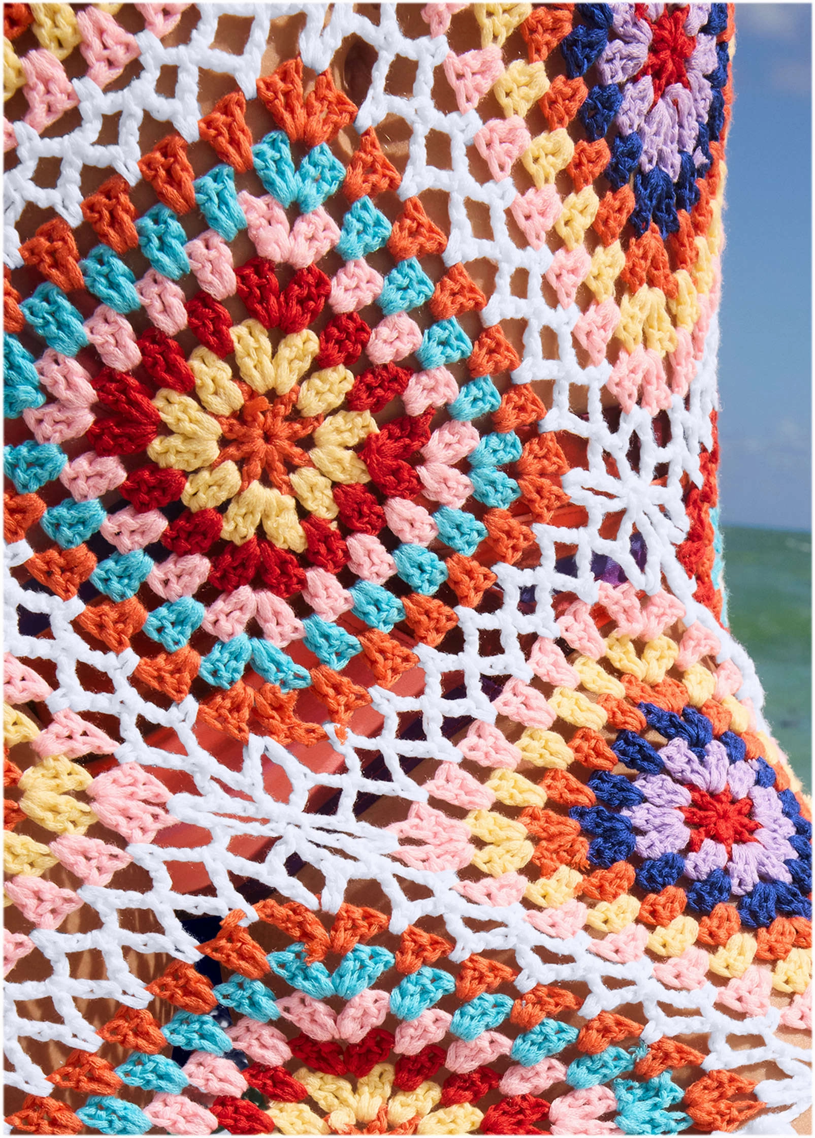 Crochet Cover-Up Dress - White Multi