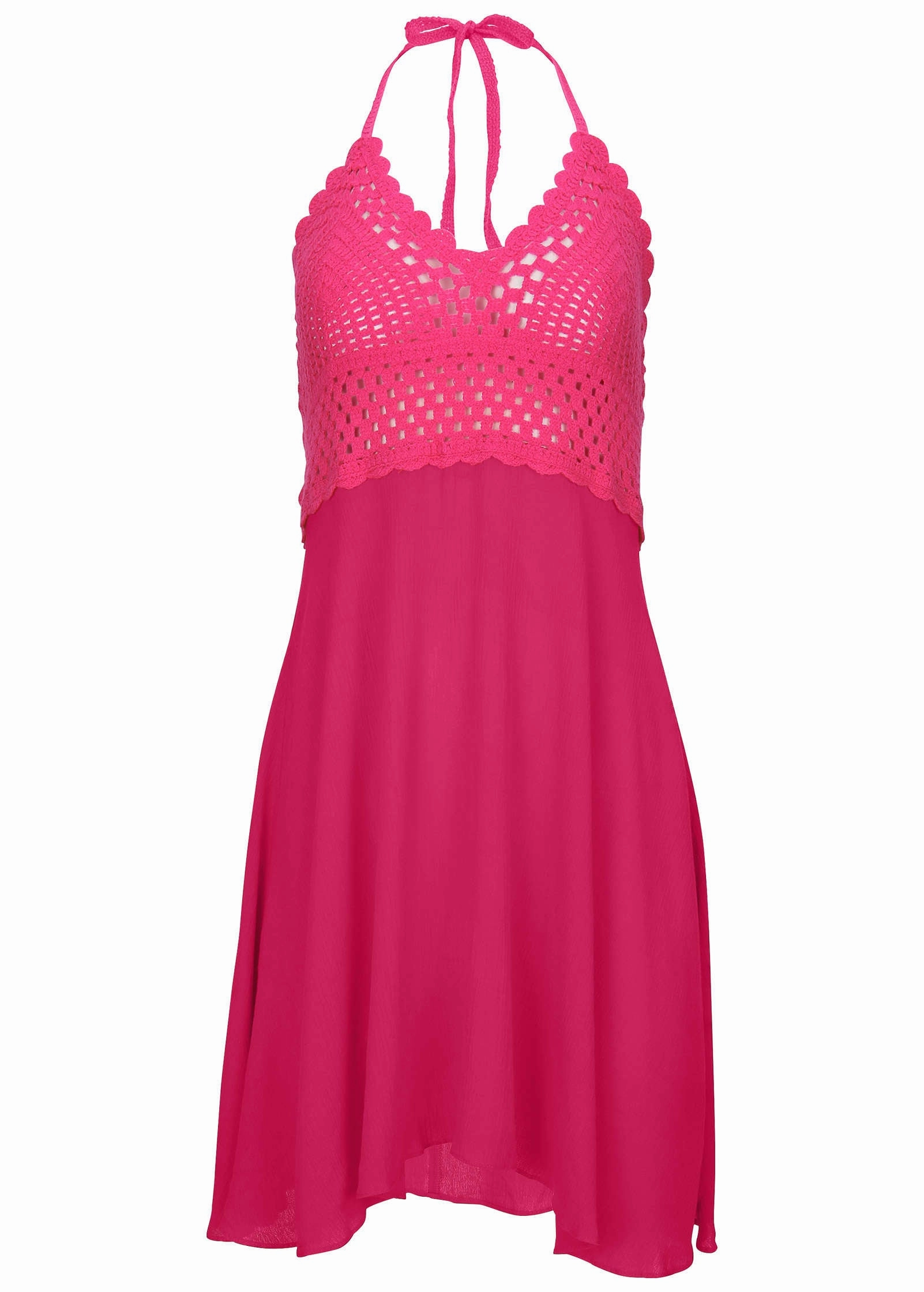 Crochet Top Cover-Up Dress - Raspberry