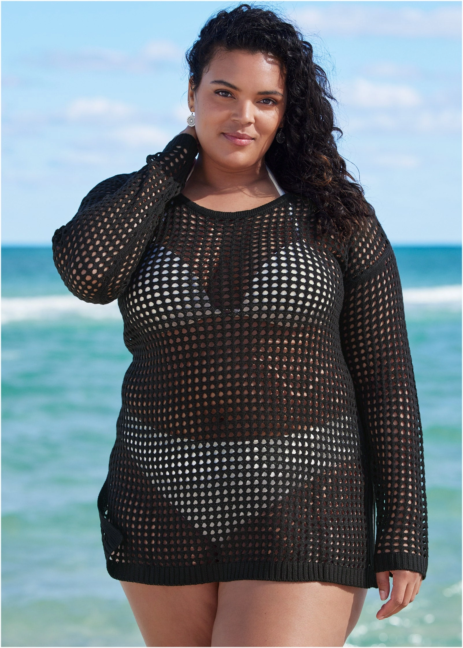 Crochet Tunic Cover-Up - Black Beauty