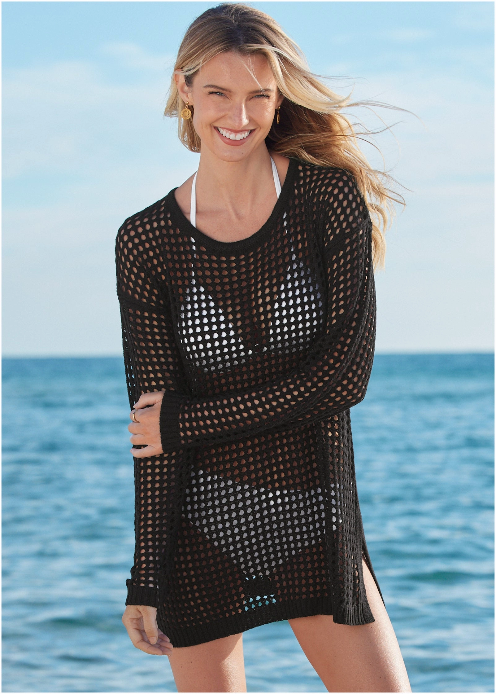 Crochet Tunic Cover-Up - Black Beauty swimwear for all body types, comfortable womens beachwear