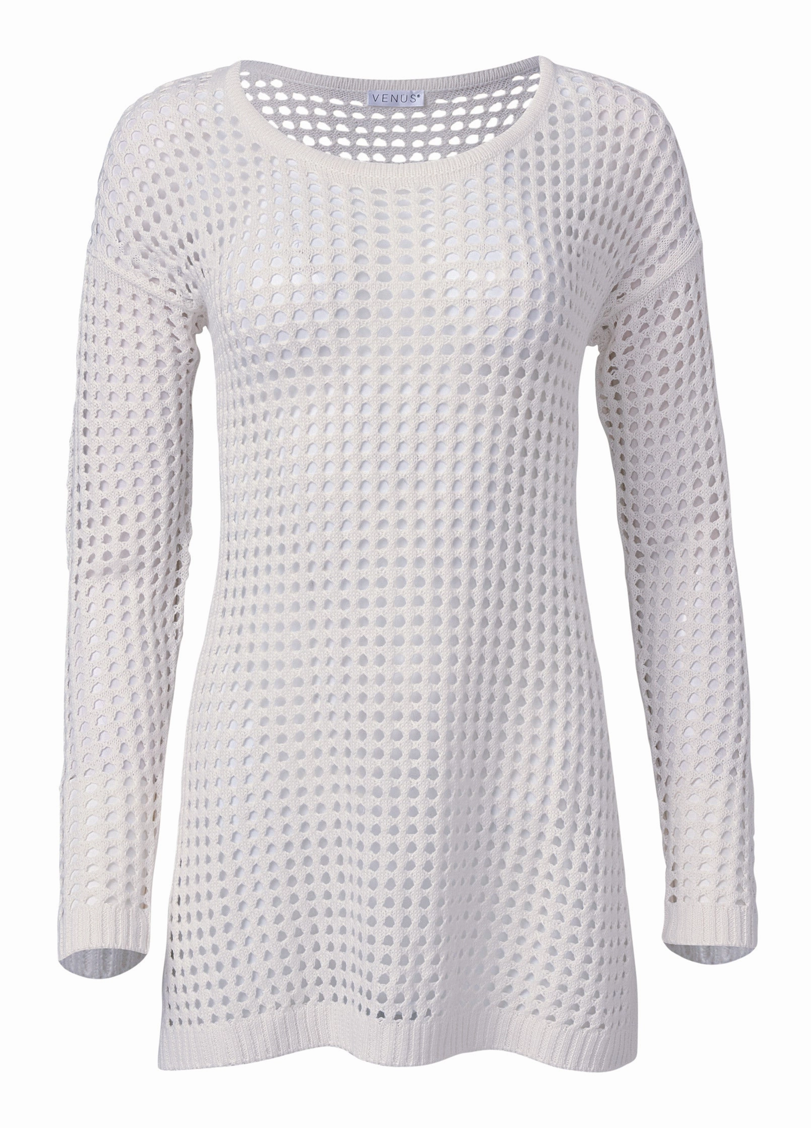 Crochet Tunic Cover-Up - Pearl White