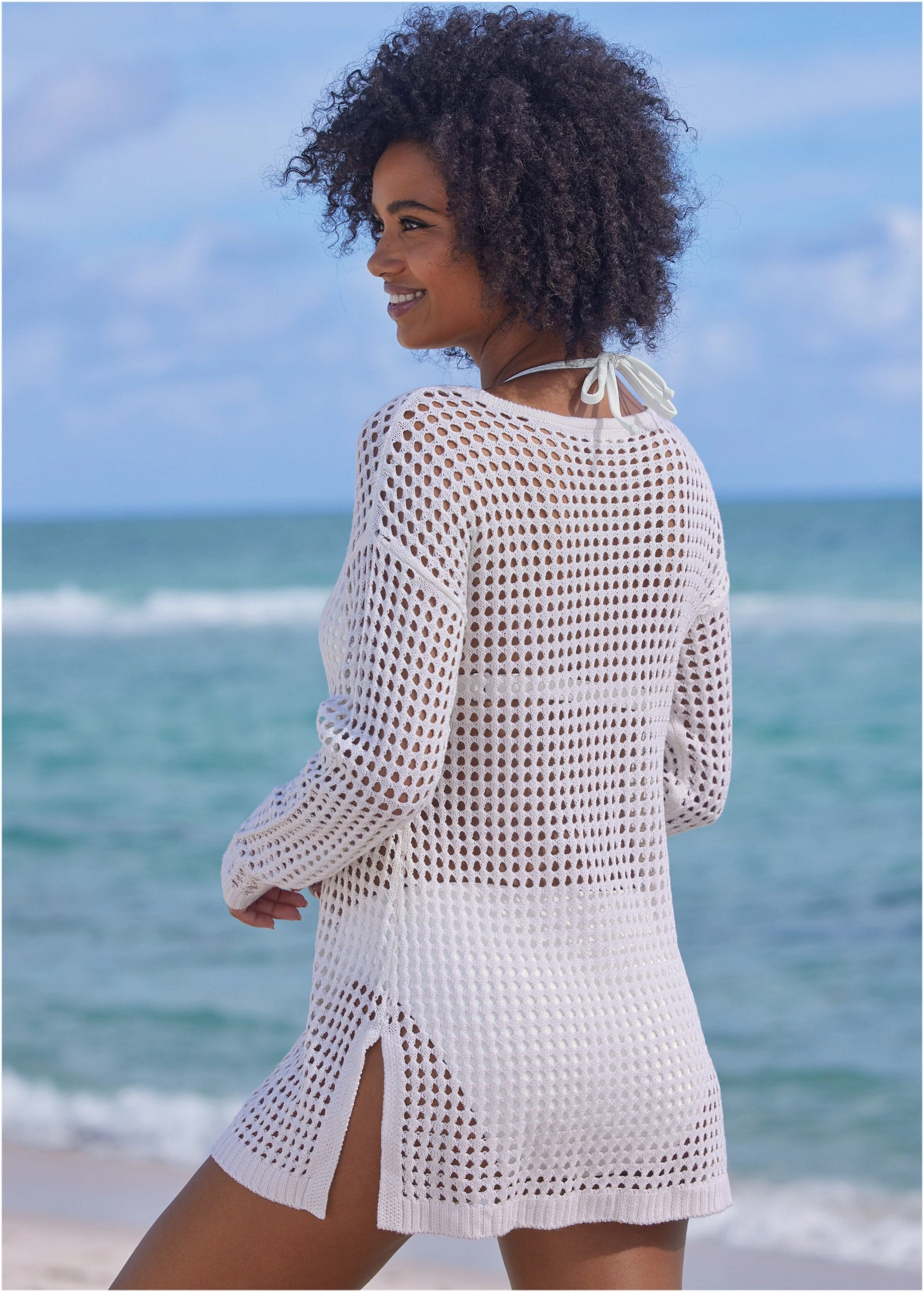 Crochet Tunic Cover-Up - Pearl White