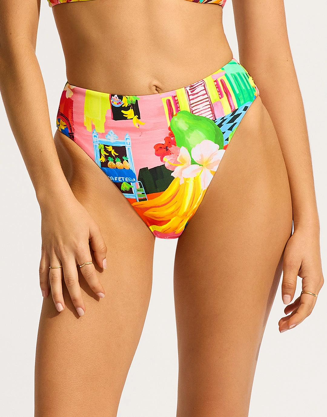 Cuba High Rise Bikini Pant - Turquoise adjustable swim bottoms women, flattering bikini bottoms