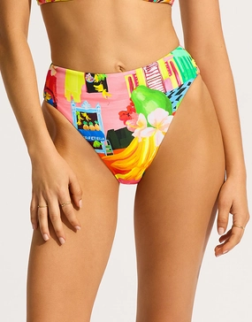 Cuba High Rise Bikini Pant - Turquoise adjustable swim bottoms women, flattering bikini bottoms