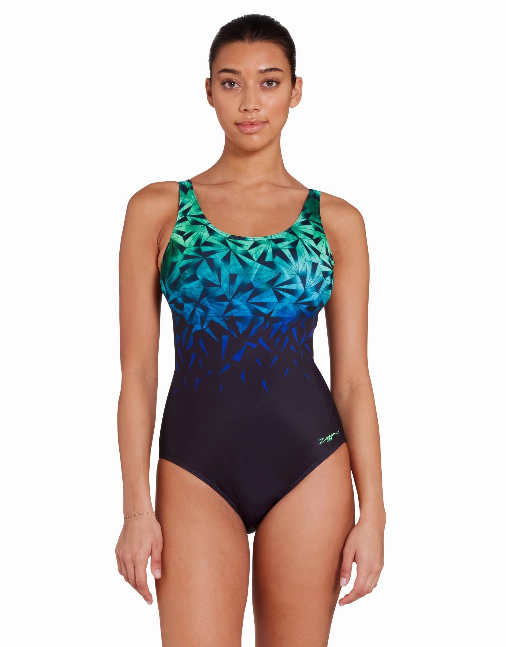 Cyber Adjustable Scoopback Swimsuit - Blue/Black minimalistic swimsuits women, sleek swimwear styles