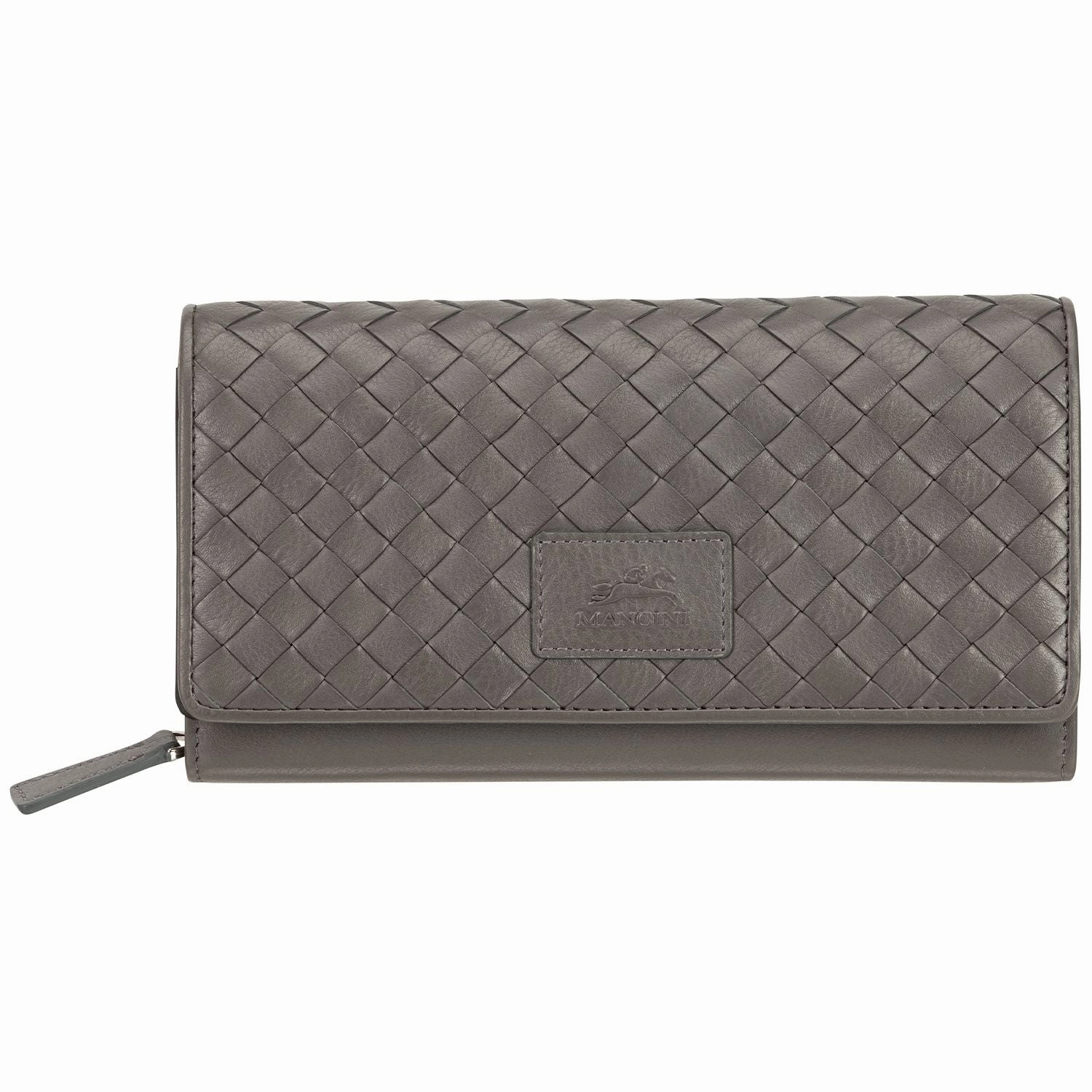 Mancini Basket Weave Rfid Secure Clutch Wallet Travel Neck Pouch Travel Safe Pouch