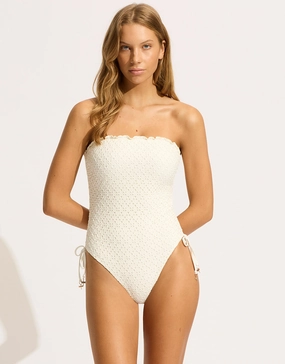 Daydreamer DD Bandeau Swimsuit - Vanilla plus size swimwear women, curvy womens swimsuits