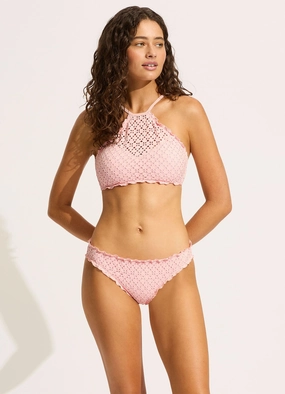 Daydreamer High Neck Tank Bikini Top - Dusty Pink affordable swimwear for women, chic swimsuits for women