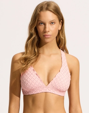 Daydreamer Multi Fit Longline Tri Bikini Top - Dusty Pink full coverage swim tops, cute bikini tops