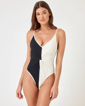 Devi One Piece - Black-Cream timeless swimwear styles women, comfy swimwear for women
