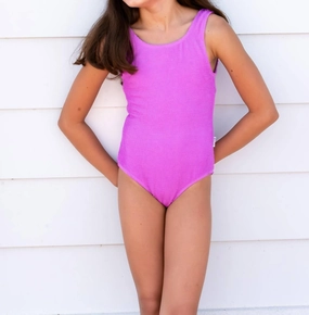 Diletta Crinkle 1 Piece Swimsuit In Neon Purple stylish teen girl swimsuits, teen girls swimwear sets