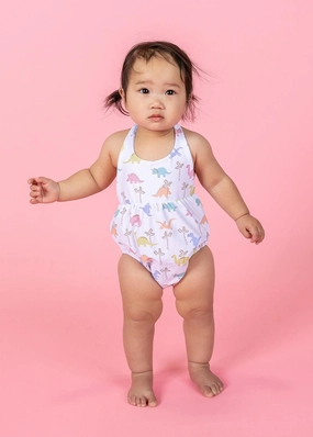 Dinos | Baby Romper One-Piece girls full coverage swimwear, kids swimwear for pool
