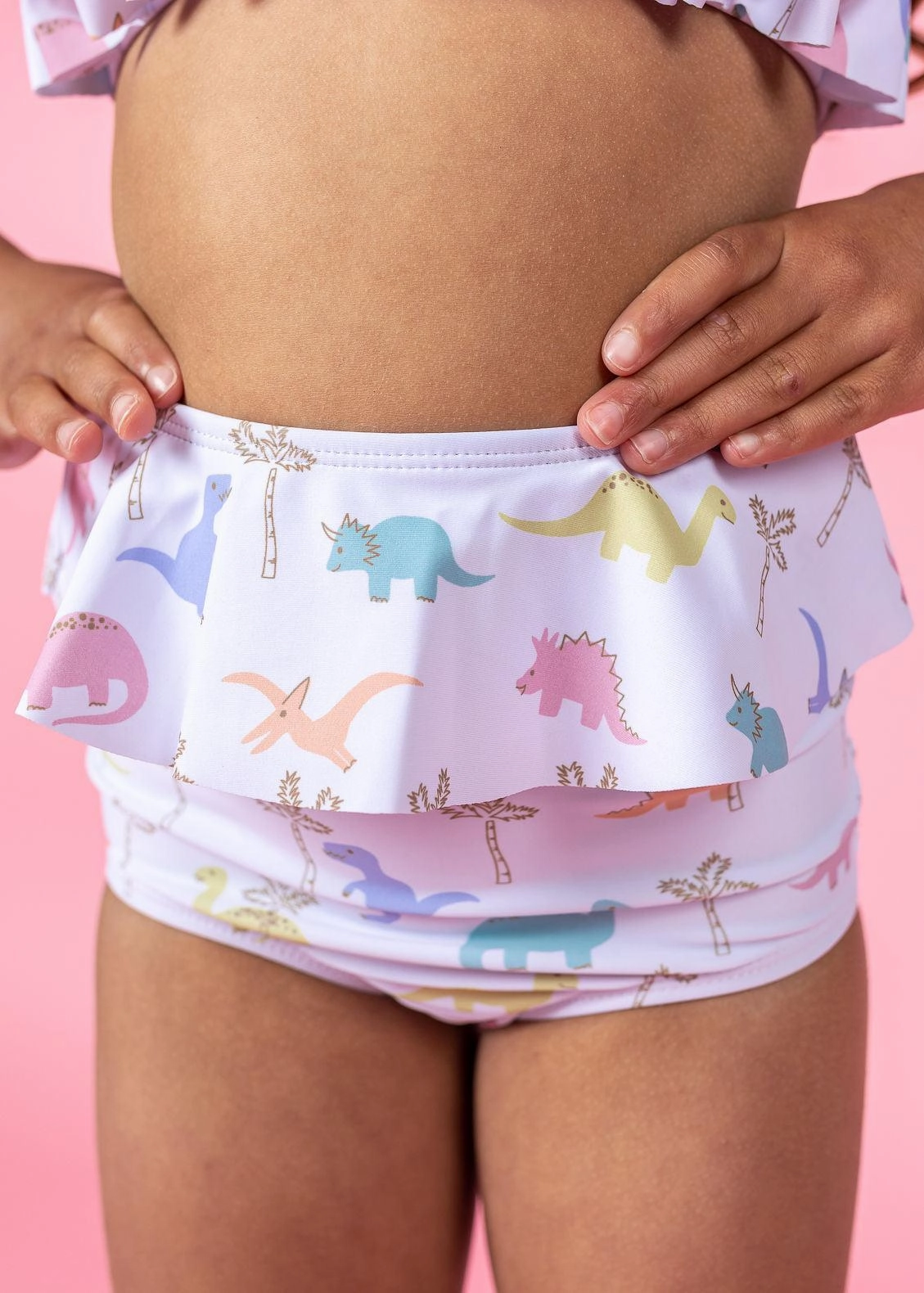 Dinos | Mini Peplum Bottoms girls full coverage swimwear, kids swimwear for pool