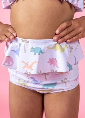 Dinos | Mini Peplum Bottoms girls full coverage swimwear, kids swimwear for pool
