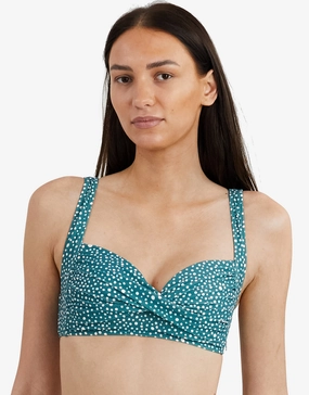 Ditsy Dots Medea Bikini Top - Deep Jungle full coverage swim tops, cute bikini tops
