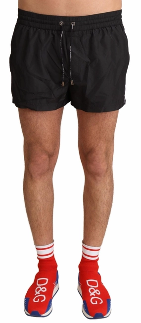 Dolce & Gabbana Elegant KING Motive Swim Men's Trunks mens full coverage swimwear, stylish mens swim trunks