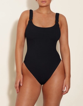 Domino Swimsuit - Black womens resort swimwear, flattering one-piece swimsuits