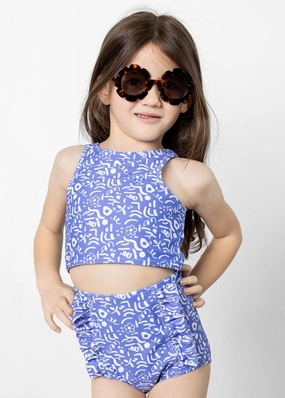 Doodles | Mini Down in Front Ruffle Bottoms girls full coverage swimwear, kids swimwear for pool