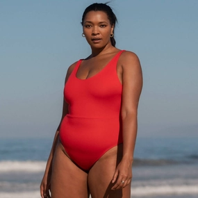 Double Scoop Suit - Sweet Chili Heat sleek design swimwear for women, minimalist swim styles