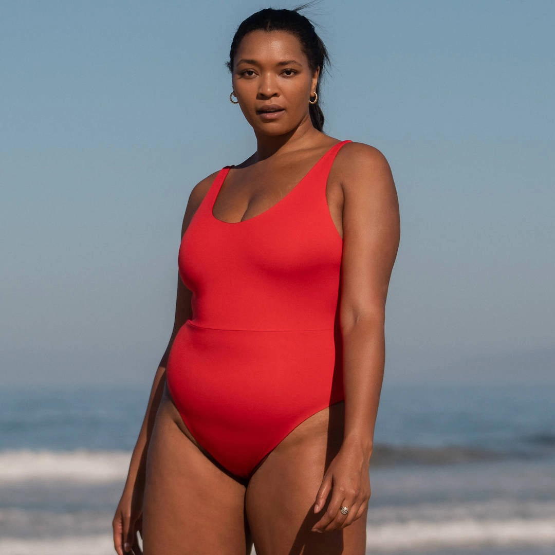 Double Scoop Suit - Sweet Chili Heat sleek design swimwear for women, minimalist swim styles