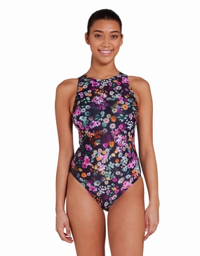 Dream Hi Front Swimsuit - Black/Multi minimalistic swimsuits women, sleek swimwear styles
